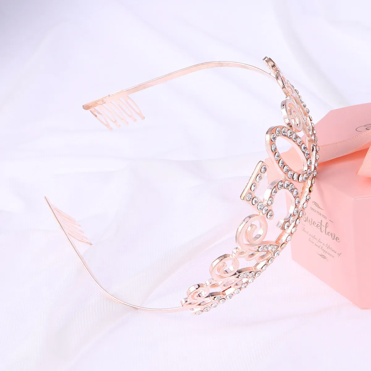 Elegant Crystal Rhinestone Tiara Crown with 50 Design High Grade Alloy Anti Rust Nickel Free Tiara Comb for Birthday Dance Party