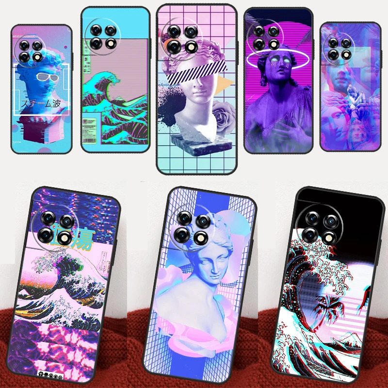 Great Wave Retro Cyber Statue For OnePlus Nord CE 3 Lite CE 2 Lite 2T N10 N20 N30 8T 9R 10T 10R 8 9 10 Pro 11 Phone Case