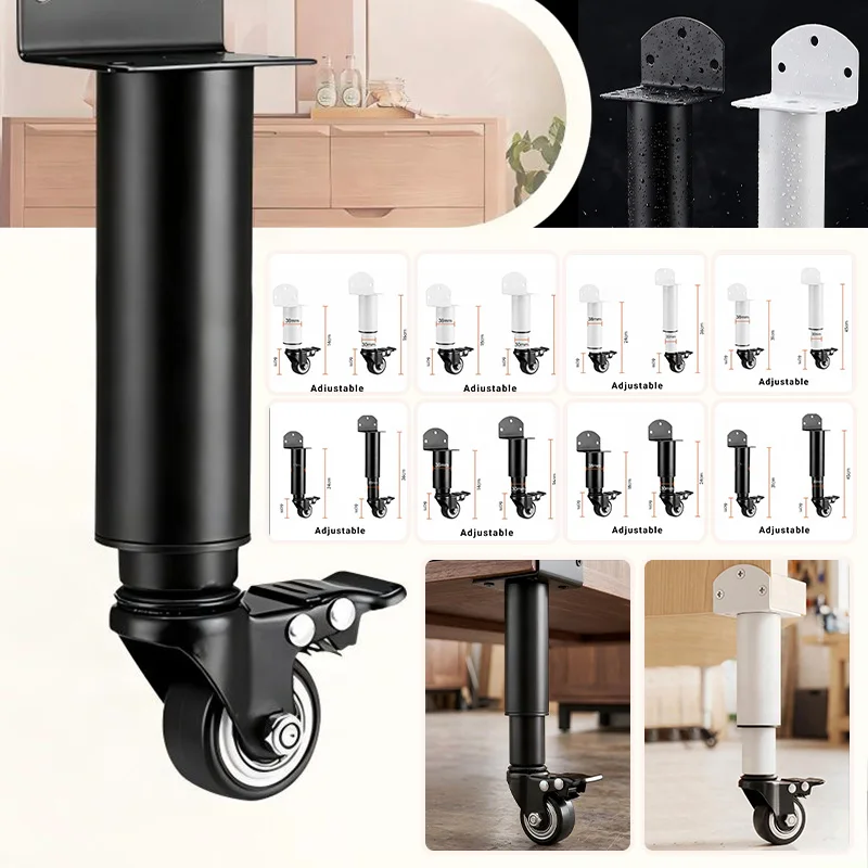 1PC Adjustable Height Swivel Caster Furniture Leg Rolling Mobile Support Foot Replacement Hardware For Cabinet Table Desk Home