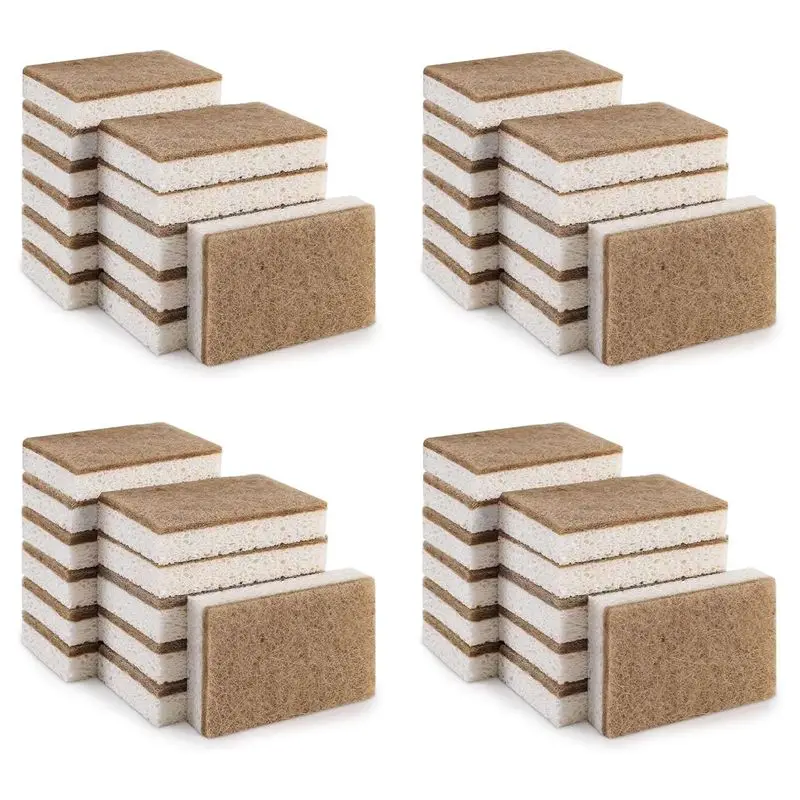 

Экологичные натуральные губки для мытья посуды VEHO, 48 штук в упаковке - биоразлагаемые кухонные губки с компостируемой кокосовой мочалкой