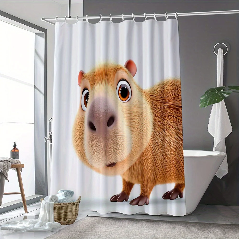 Cute Cartoon Squirrel Animal Print Waterproof Shower Curtain Liner Bathroom Fun Home Decor Woodland Bath Accessory