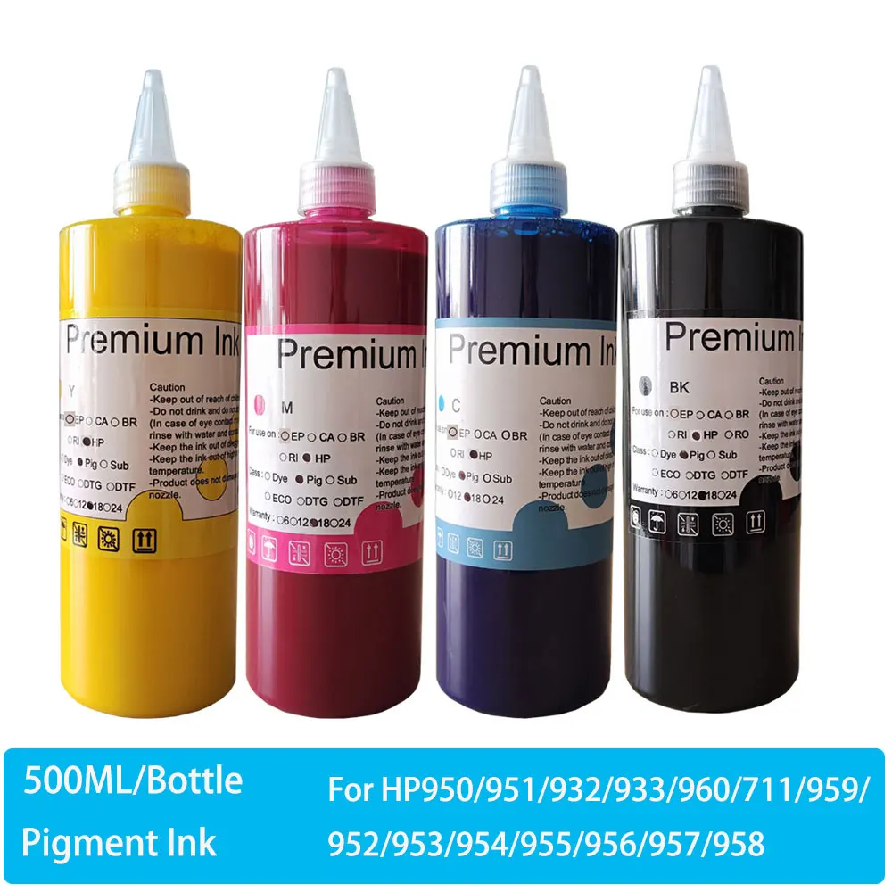 

500 мл пигментные чернила для HP 950 951 932 933 952 953 954 955 711 8100 8600 8620 7610 7510 T120 T520 7740 8210 8710