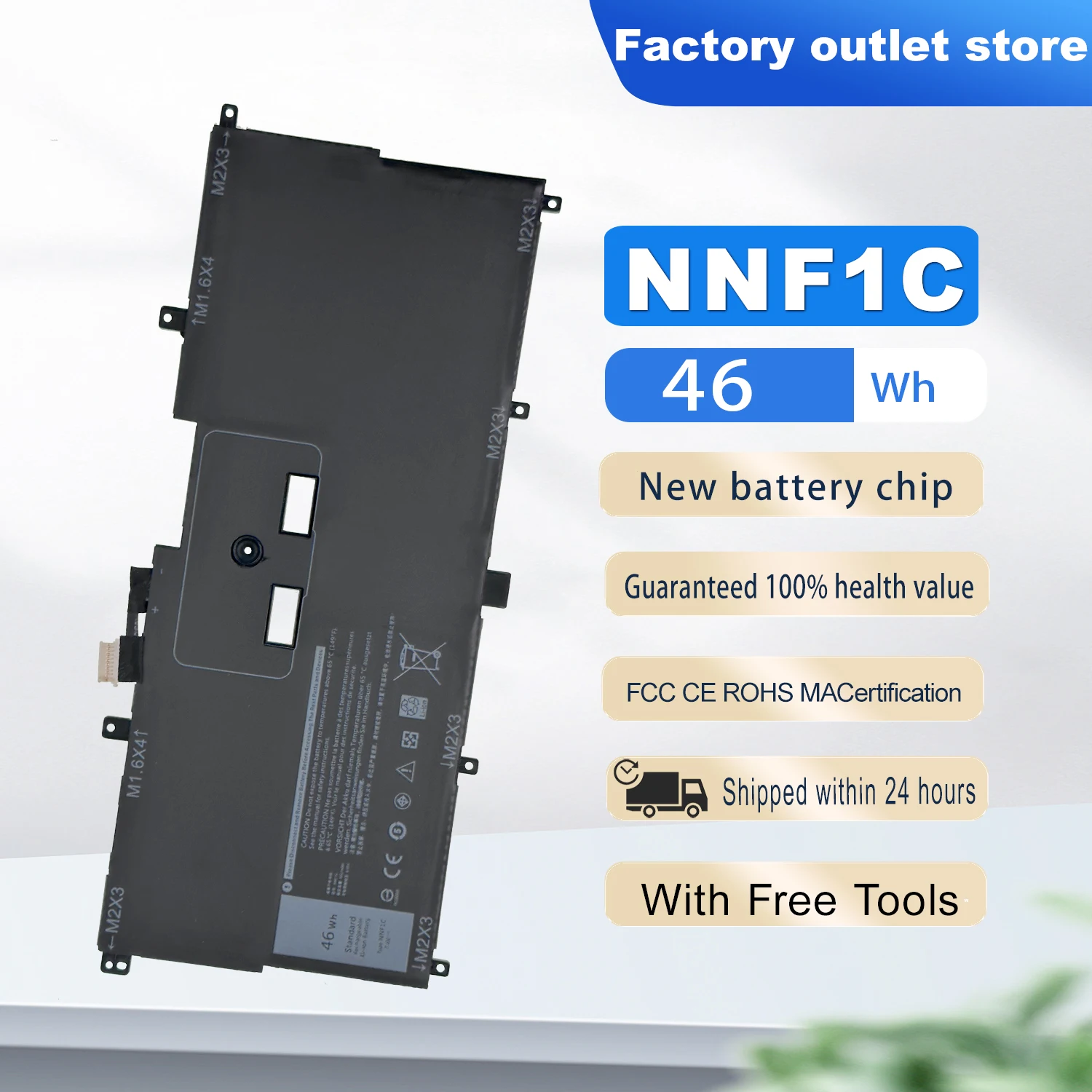 DXT New Laptop Battery NNF1C  For Dell XPS 13 2 in 1 9365 XPS 13 9365 2-in-1 2017 XPS 13-9365-D1605TS D1805TS D2805TS D3605TS