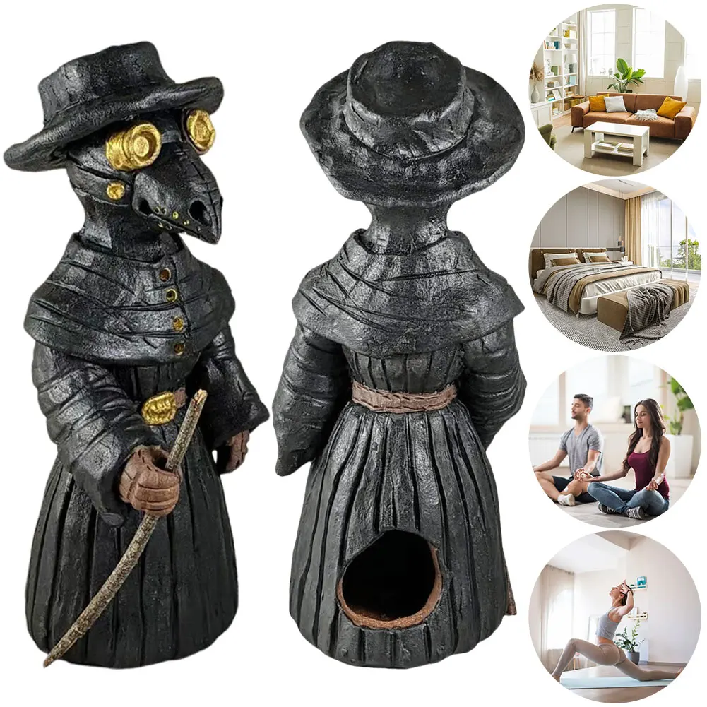 Halloween Plague Doctor Incense Burner Mr. Crow Decompresse Anxiety Relief Desktop Resin Ornament Mr. Crow Incense Burner Statue