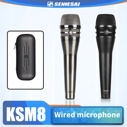 SENNESAI High Quality！KSM8 Professional Dynamic Handheld Microphone Karaoke Wired Microphone With Clip Stereo Studio Mic