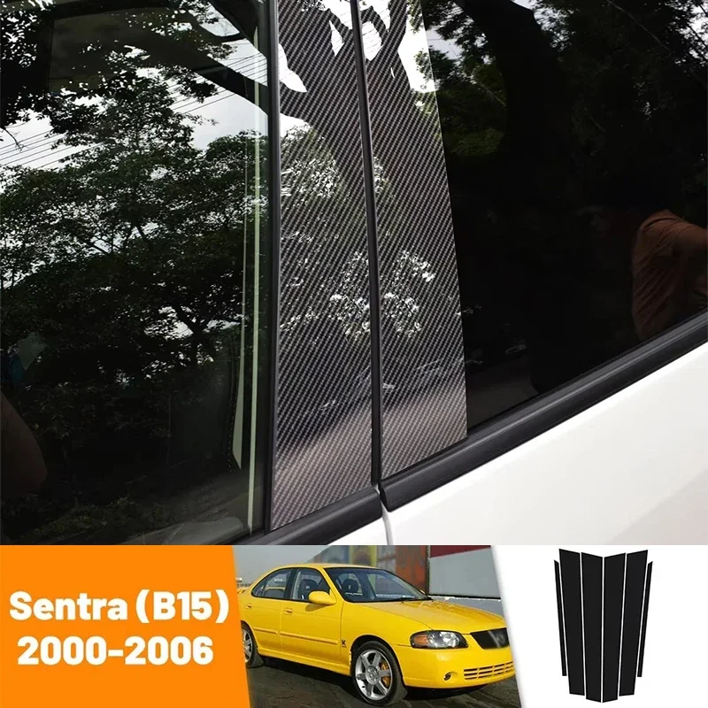

Car Black Carbon Fiber Doors and Windows B C Stickers Accessories For Nissan Sentra B15 2000-2006 2001 2002 2003 2004 2005