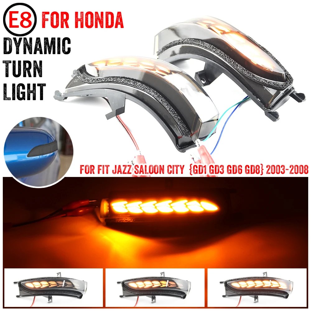 2 pcs LED Dynamic Blinker Side Wing Mirrors Turn Signal Light For Honda FIT JAZZ Saloon CITY GD1 GD3 GD6 GD8 2007-2008