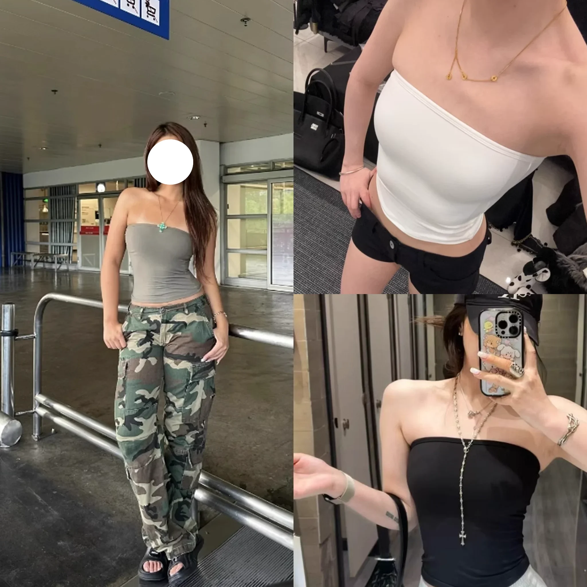 

Tank Summer Women's Basic Tube Top Sexy Vest Fabric High Elasticity Skin-Friendly Top