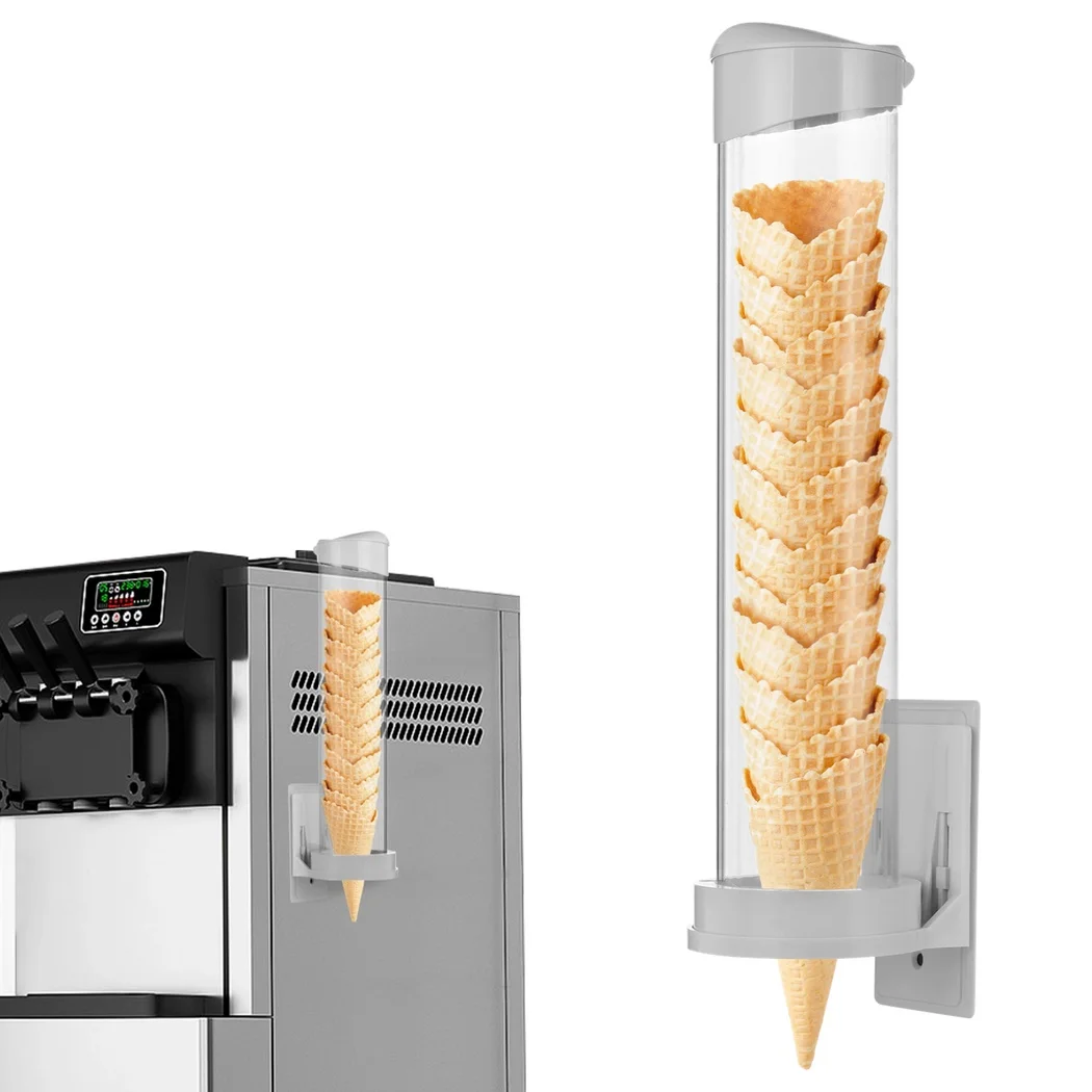 Clear Universal Ice Cream Cone Dispenser Waffle Cone Holder Plastic Waffle Cone Storage Tube With Magnetic Plate Adhesive Plate