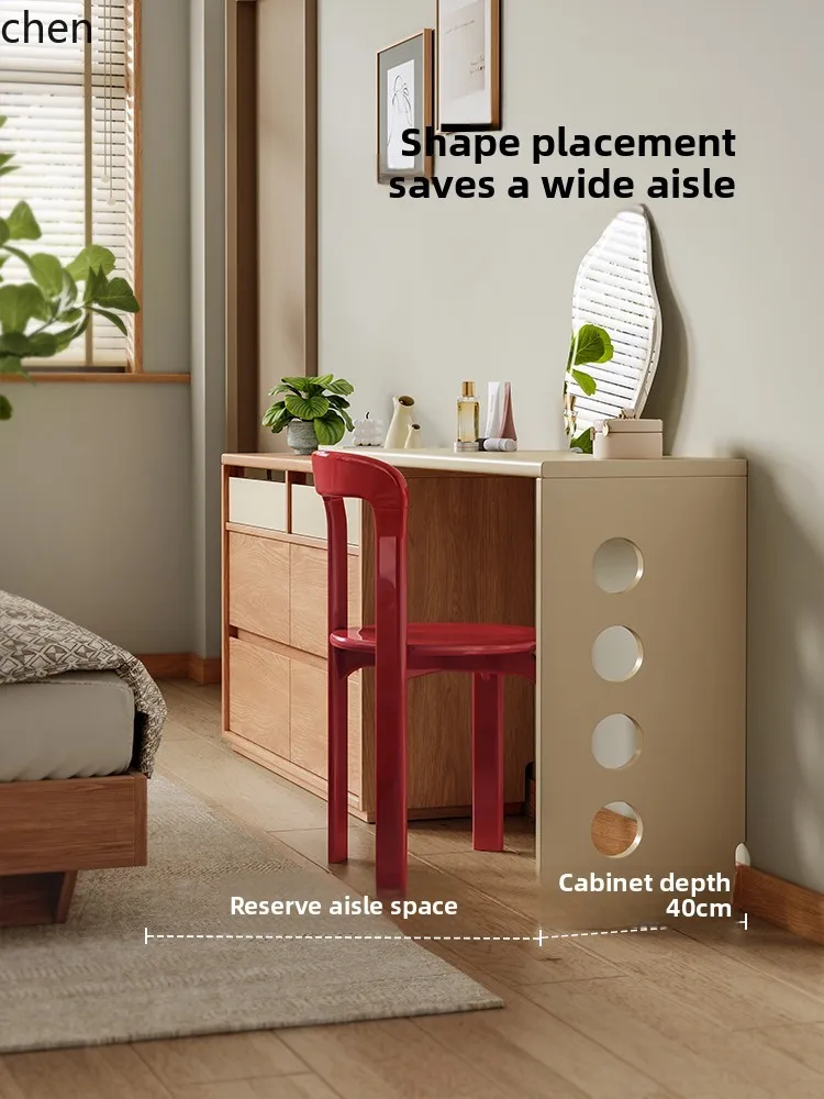 

QZT Solid Wood Dressing Table and Chest of Drawers Integrated Home Use Extendable Makeup Table Bedroom Bedside Storage Cabinet
