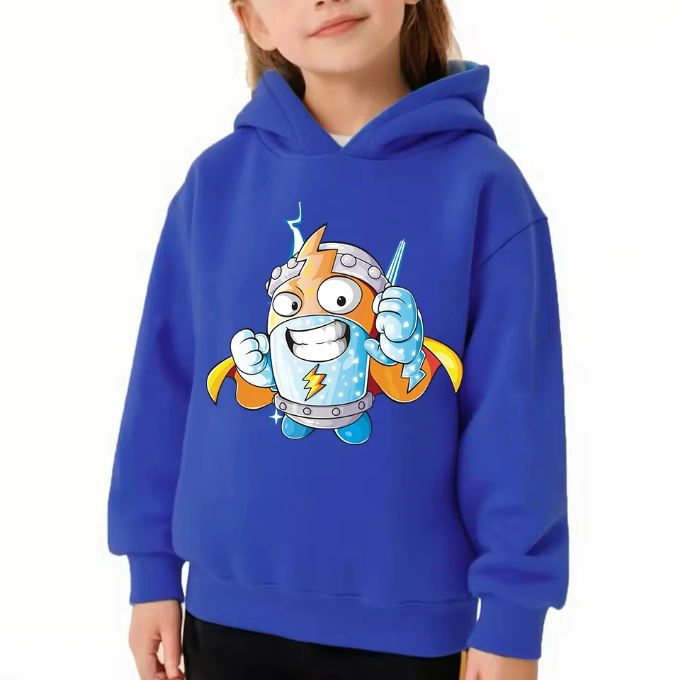 

Толстовка с принтом Superzings, детская одежда, осенняя толстовка с капюшоном, модные повседневные топы для мальчиков и девочек, детская одежда