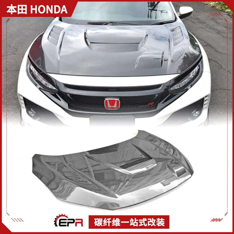 

Подходит для Honda Type R FK8, модификация из углеродного волокна Js Racing, крышка двигателя, передняя крышка