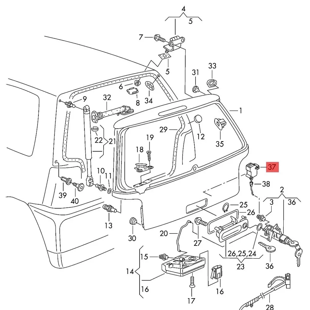 3B5827061B 3B0 959 781C Bootlid Trunk Tailgate Lock Servo Motor For Audi TT VW Golf Jetta MK4 Passat B5 Beetle Polo Octavia