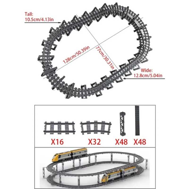 Railway Track Double-layer Elevated Bridge Piers Curved Tracks Straight Tracks Combination Building Blocks Toy Christmas Gift