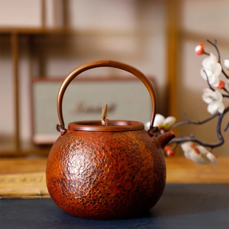 1100/1400ml Handmade Purple Copper Tea Kettle, Boiling Water Teapot, Chinese Health Copper Teapots, Tea Ceremony Kung Fu Tea Set