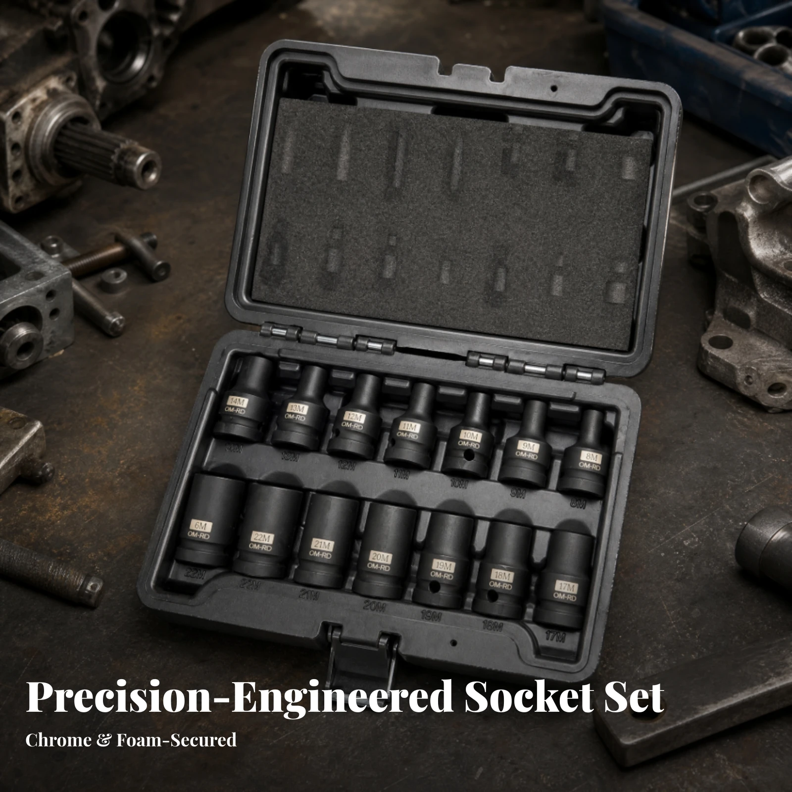 14 Pieces Tap Socket Set with Storage Case Wide Compatibility Metal Tap Socket Tools Low-Slip Size-Marked