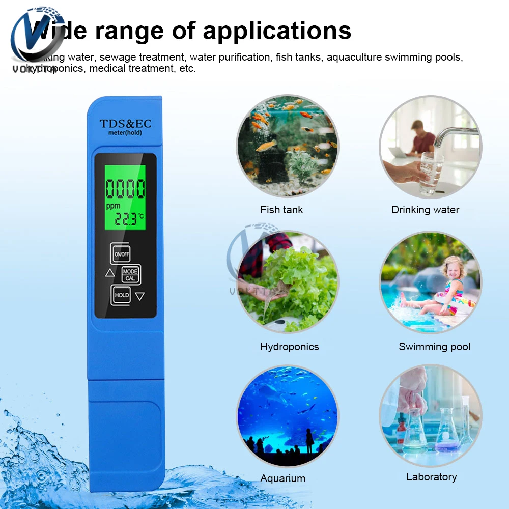 Digital Backlight PH Meter Tester TDS/EC/TEMP Water Quality Detection Conductivity Temperature Tester LCD Water Filter Monitor