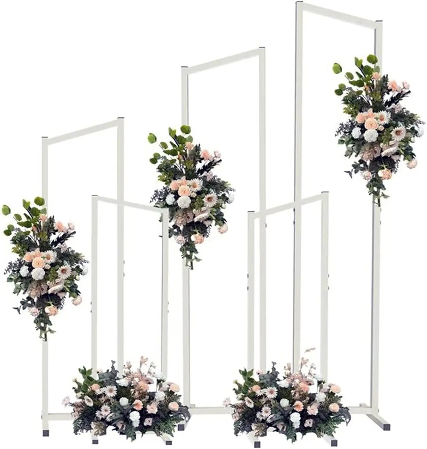 5 Packs Wedding Background Stand White Geometric Backdrop Flower Arbor Heavy Duty Metal Stand