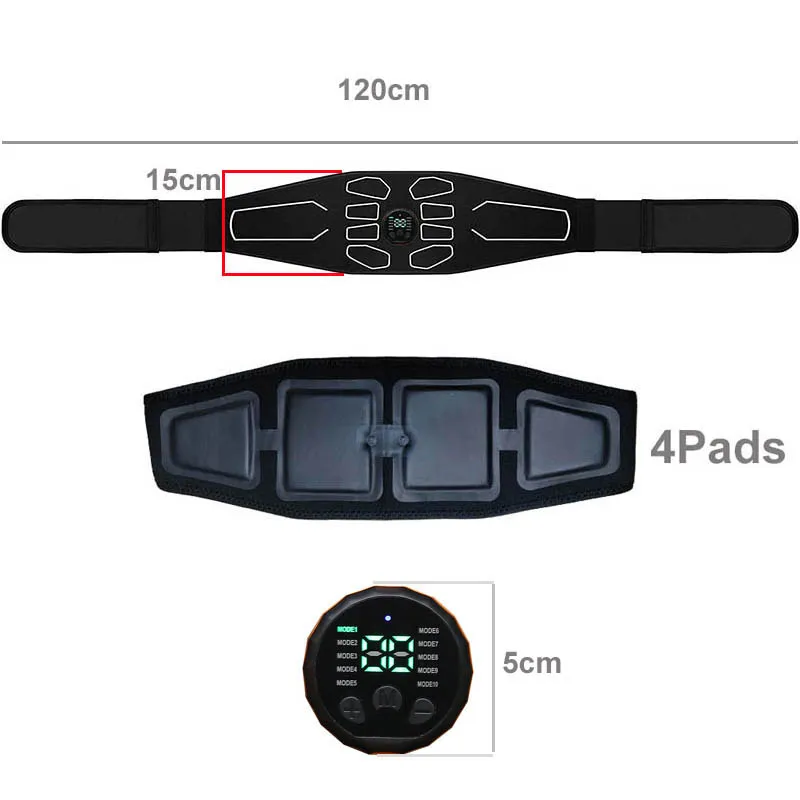 EMS Abdominal Muscle Stimulator Waist Slimming Belt Abs Trainer Muscle Toner Electric Belly Weight Loss Fitness Equiment USB