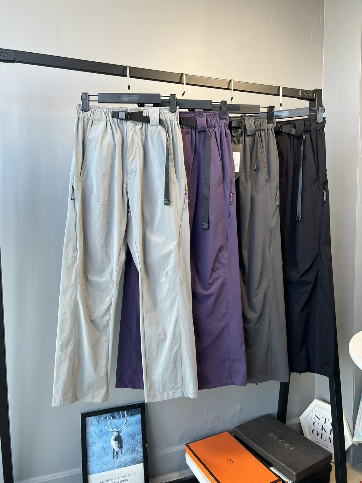 

Quick Dry Outdoor Men's Casual Pants Elastic Waist Lightweight Thin Model Long Pants Fashionable City Style Spring Summer