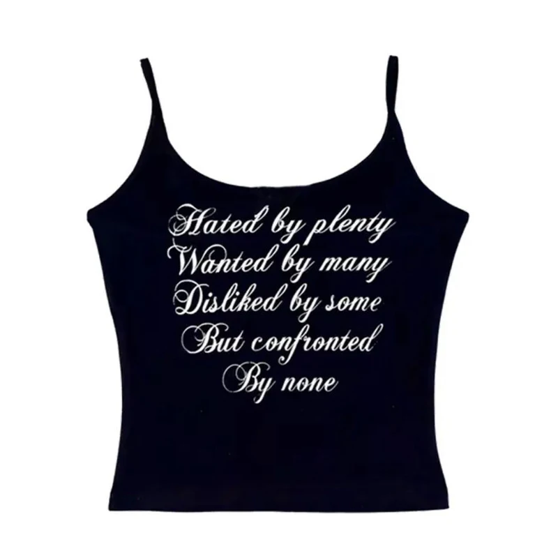 

Корейская новая женская майка Y2K на весну и лето с черной майкой с буквенным принтом