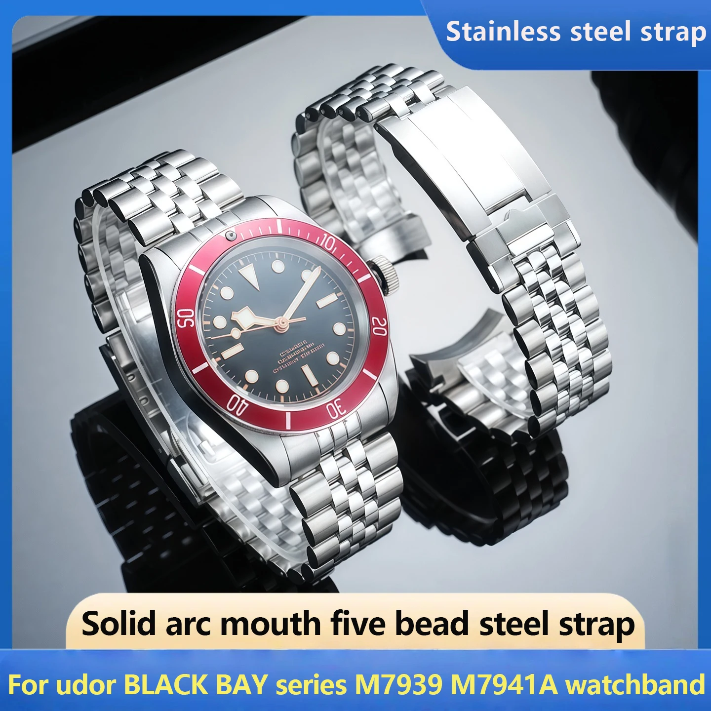 20 21 22mm Solid Arc End Stainless Steel Strap for Tudor BLACK BAY Series M7939 M7941A 79220R High Quality Five Bead Metal band