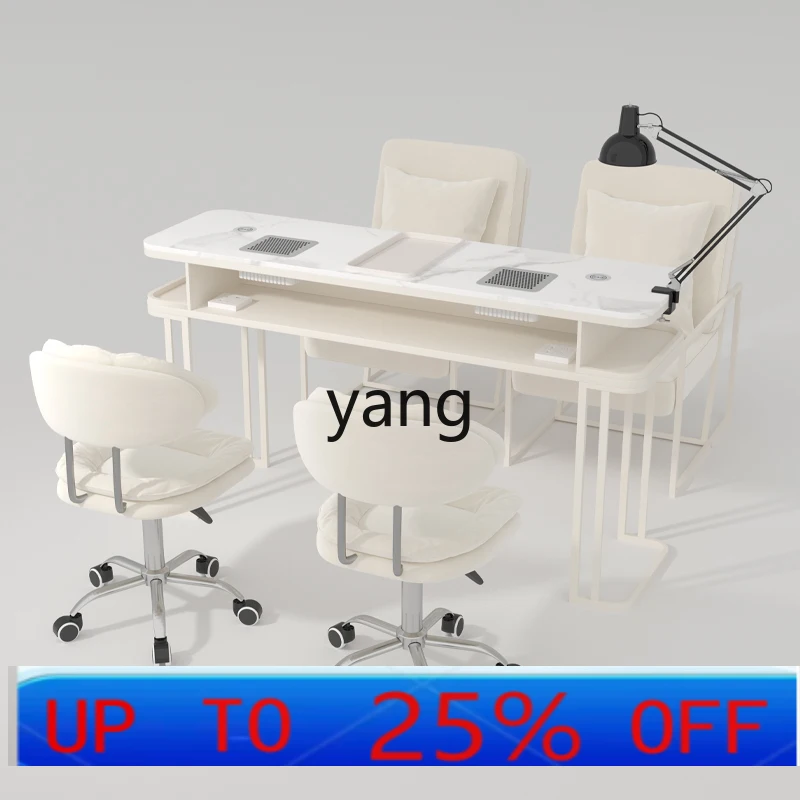 

lmm Cream Wind Nail Art Table and Chair Set Single Double Light Luxury Multifunctional Nail Art Table