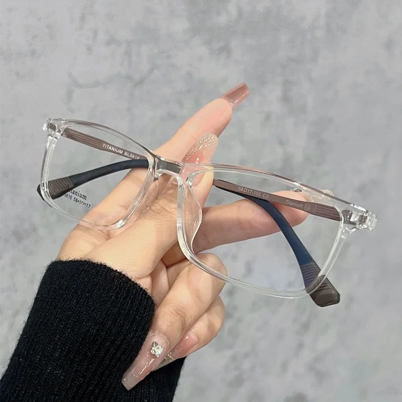 β Titan-Brillengestell, ultraleicht, quadratisch, großes Gesicht, Herren-Brillengestell, Titanbein, optische Verordnung, Herrenbrille 5816 – Detail 8