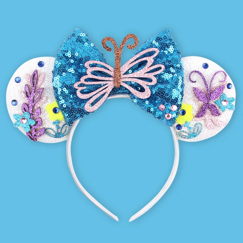 Disney Encanto Ear Headband for Adults Mickey Mouse Hairbands Women Sequins Bows Hair Accessories Mirabel Headwear Girls Gifts