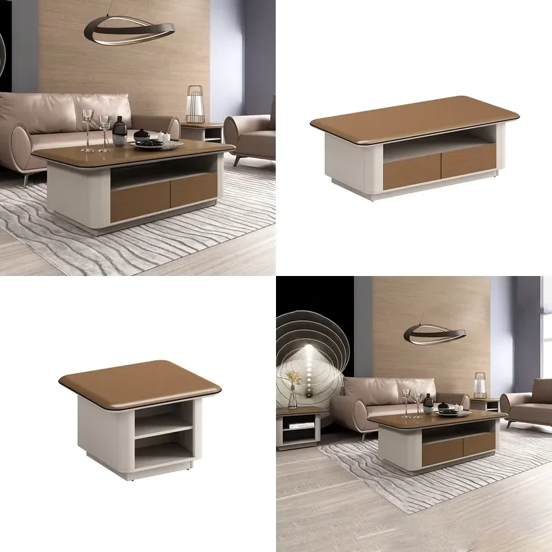 Modern Nordic Retro Simple Rectangle Coffee and Table Movable Wood Design Portable Home Furniture