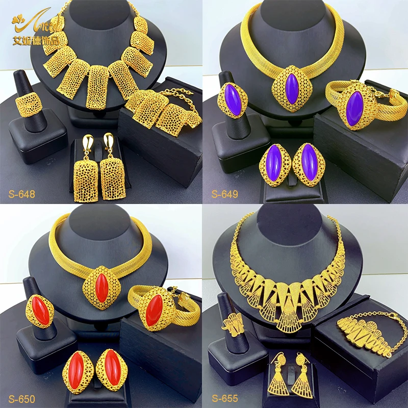 Moda etiopski naszyjnik dla nowożeńców zestawy kolczyków z wisiorkiem indyjski ślub 24k złoty kolor zestaw biżuterii Dubai Choker hurtownia