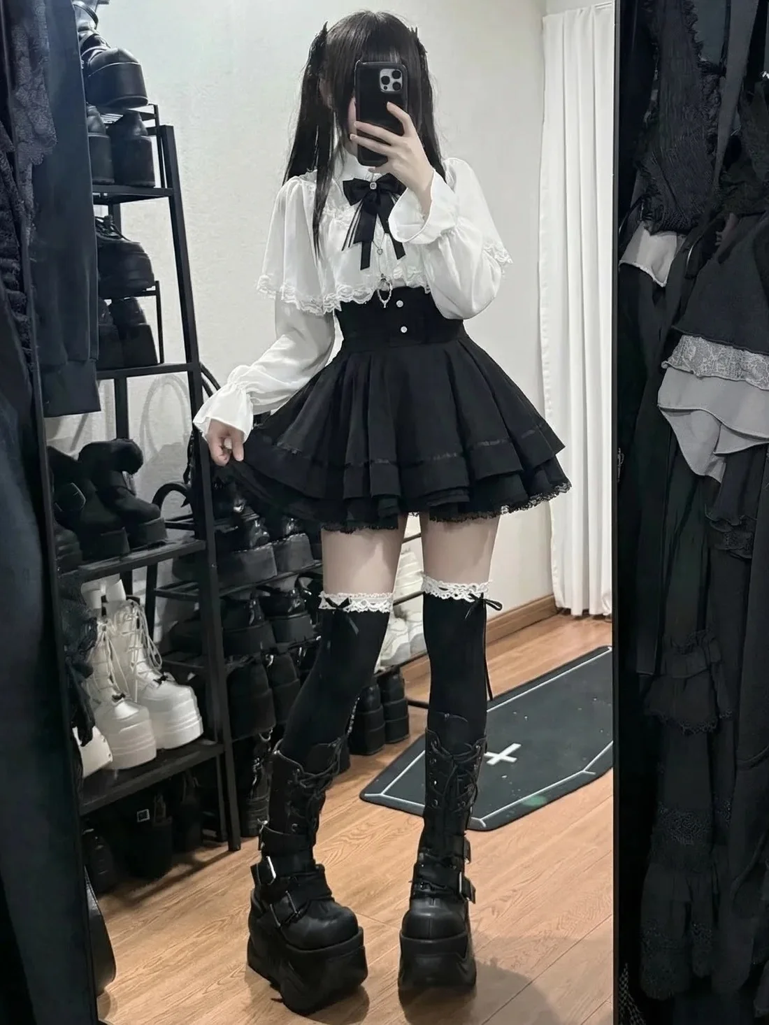 Rojita Japanese Style Lace Outfit Shoulder Bared Long Sleeve Slimming Waist Design Women's Early Spring Short Skirt Set