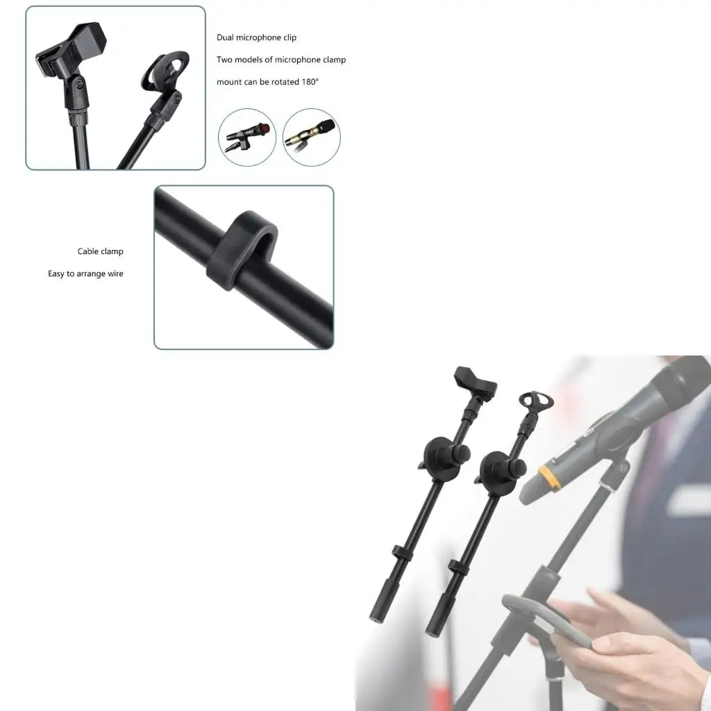  Microphone Boom Arm Stand Clamp 360 Degree Rotatable Built-in Cable Organization for Live Application Tripod Mic Rod