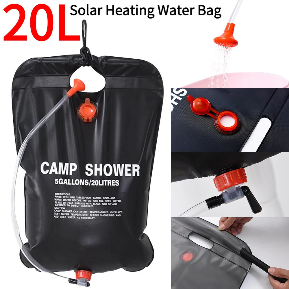 Botella de agua de 20l para ducha de Camping, bote plegable con calefacción Solar, Cubo de Camping, bolsa de agua, suministros de Camping