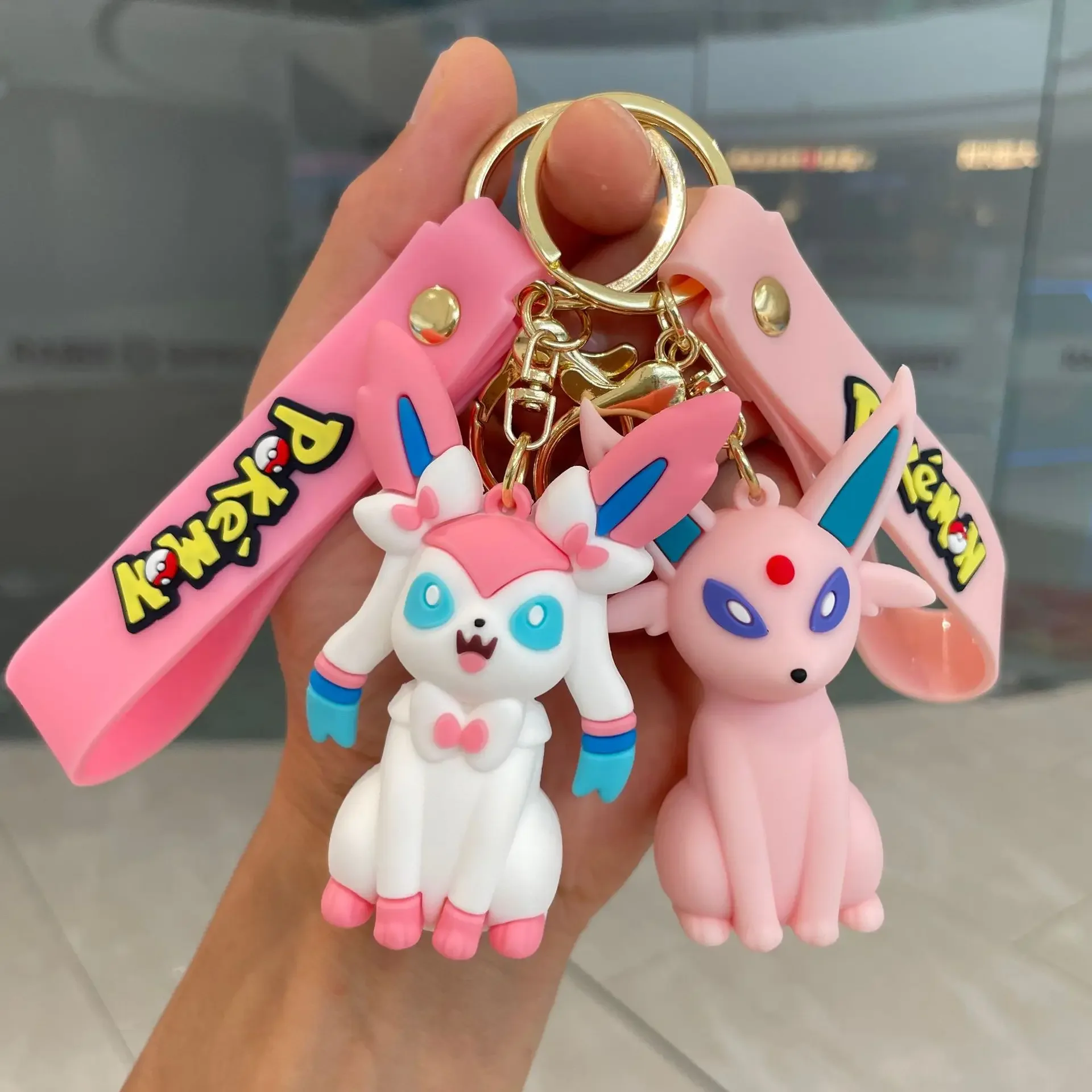 8 estilo pokemon eeveelution chaveiro bonito elfo anime figura mochila encantos decorações de festa modelos boneca crianças brinquedos presentes aniversário