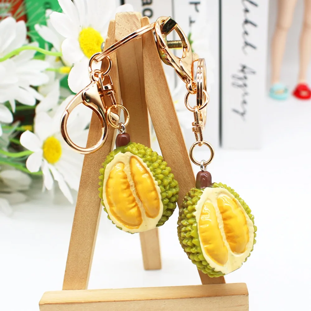 Durian Model Simulation Durian Keychain Bag Accessories Trinket Creative Durian Keyring Artificial Fruit Resin