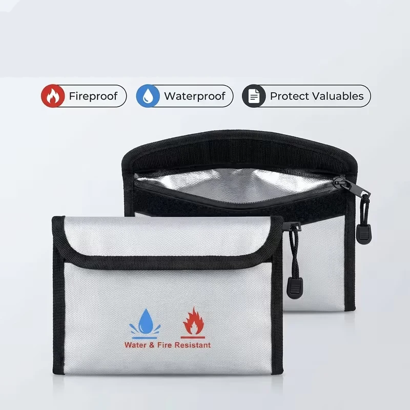 Fireproof Document Bag – High-Temperature Flame-Retardant Document & Wallet Organizer (Waterproof & Moisture-Proof)