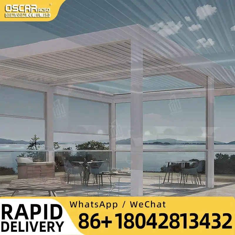 Bioclimatique Manual Pergola Design 3x3 3x4 4x3 4x6 Waterproof Aluminum Frame Structure for Garden Balcony Room Space Louver Per