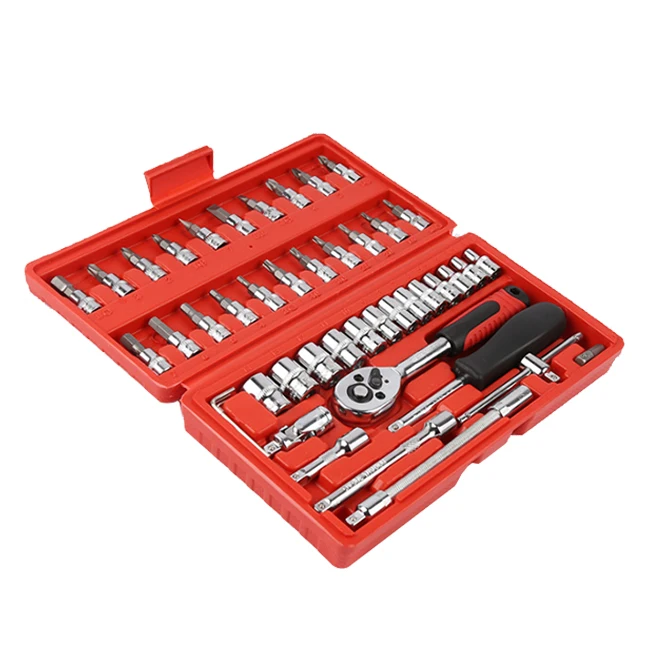 

1/4 46 pcs CRV Portable torque ratchet wrench set socket hand tool set for Auto Repair Ratchet wrench Mini pipe bender An wrench