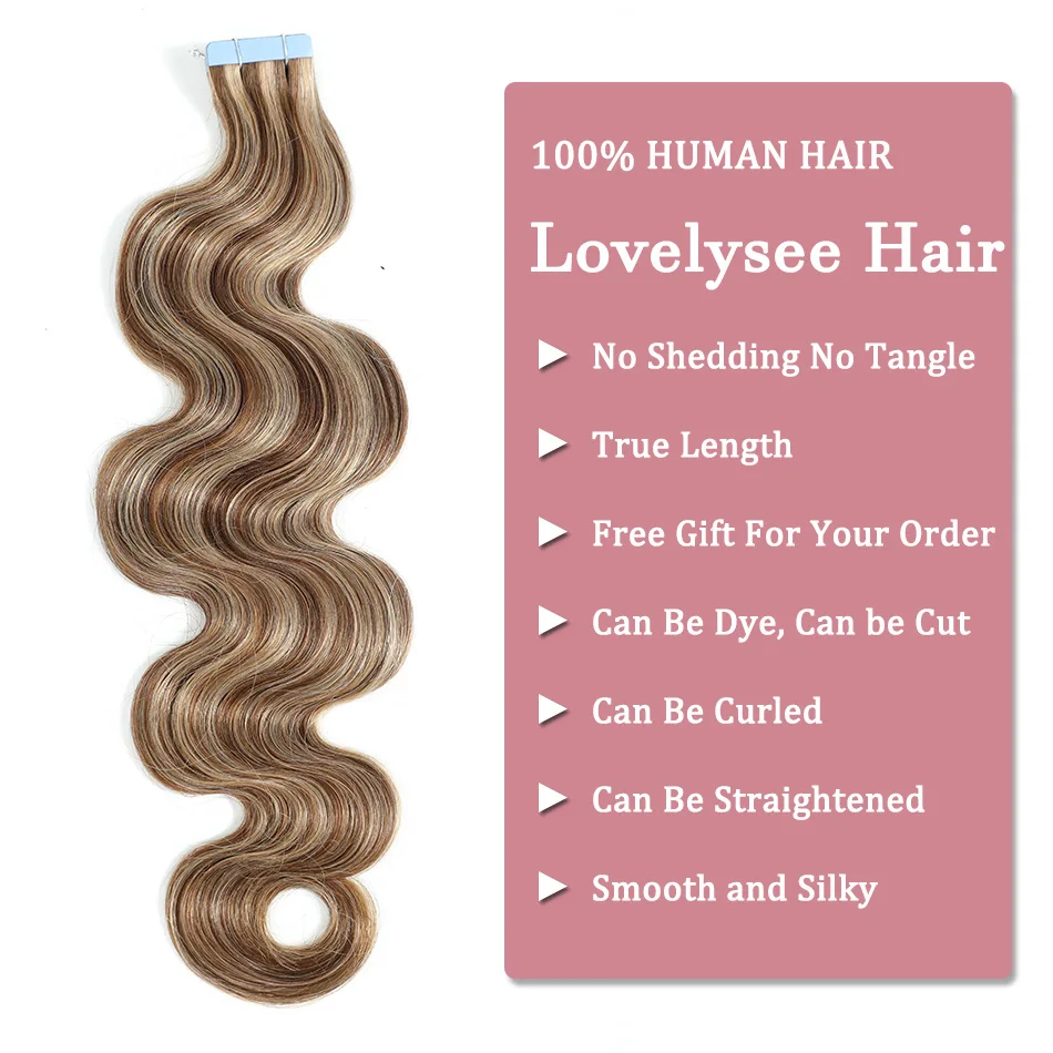 Lovelysee-extensiones de cabello humano ondulado para mujer, pelo brasileño Remy, Color degradado, 14- 28 pulgadas