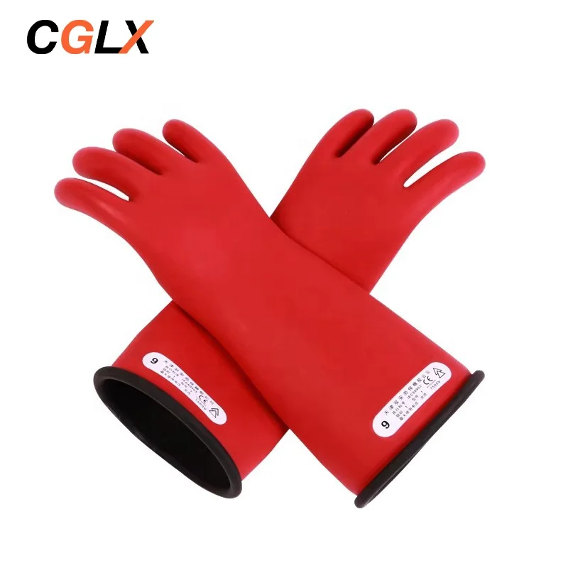 High Voltage 10kv Insulated Gloves Class 1 Live Rubber Gloves Withstand 3000v Electrical Labor protection Insulating Gloves Ce