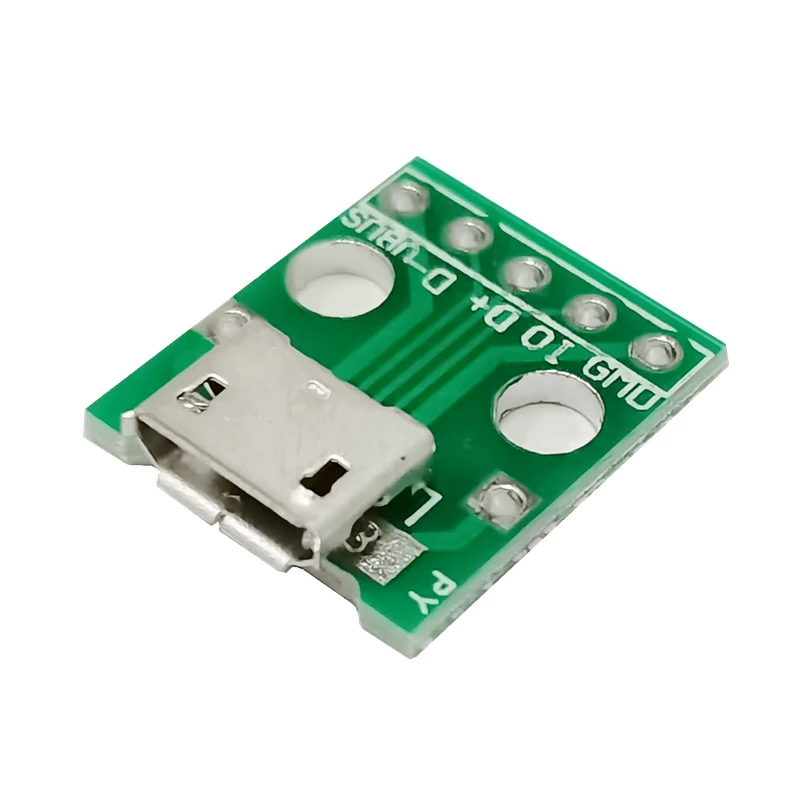 10pcs Micro USB To DIP Adapter 5pin Female Connector Module Board Panel Female 5-Pin Pinboard B Type PCB 2.54 MM