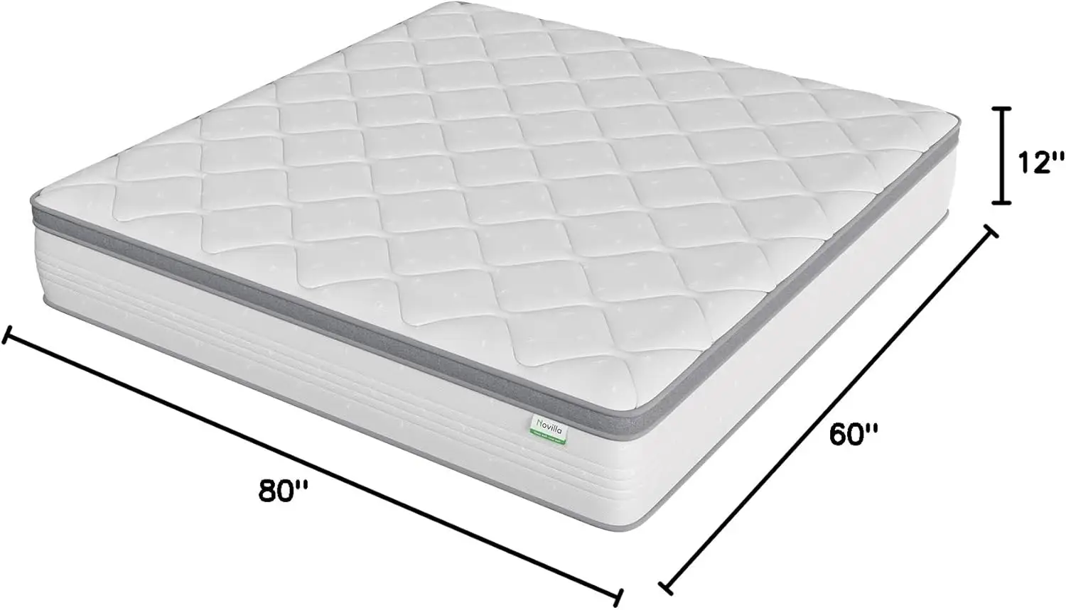 12 Inch Hybrid Mattress Queen with Comfort Foam Innerspring Pillow Top Queen Mattress in A Box White & Grey