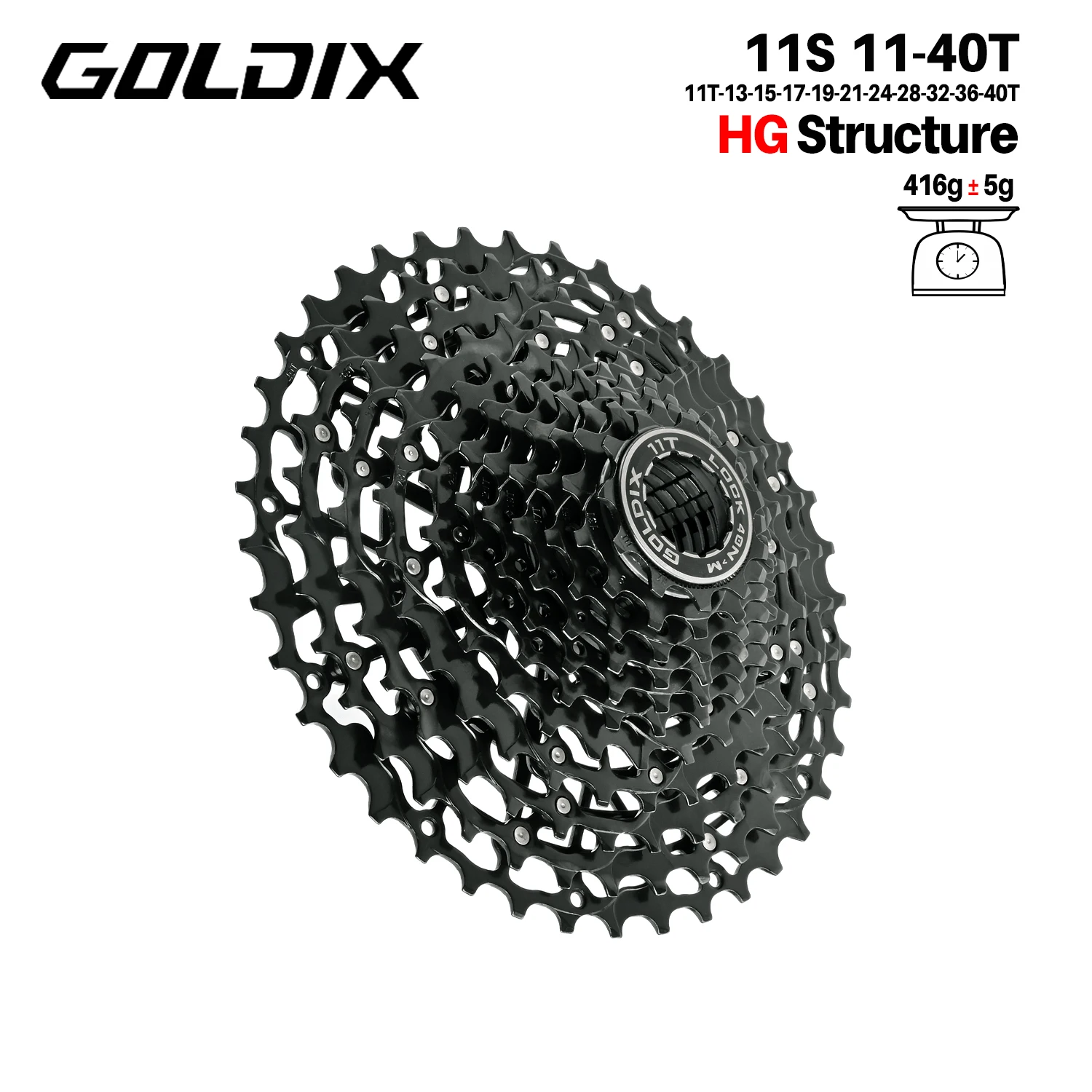 GOLDIX Ultralight Fiets Cassette Vrijloop Koolstofstaal Materiaal 9/10/11/12/13 Speed HG Structuur Tandwiel voor Mountainbike