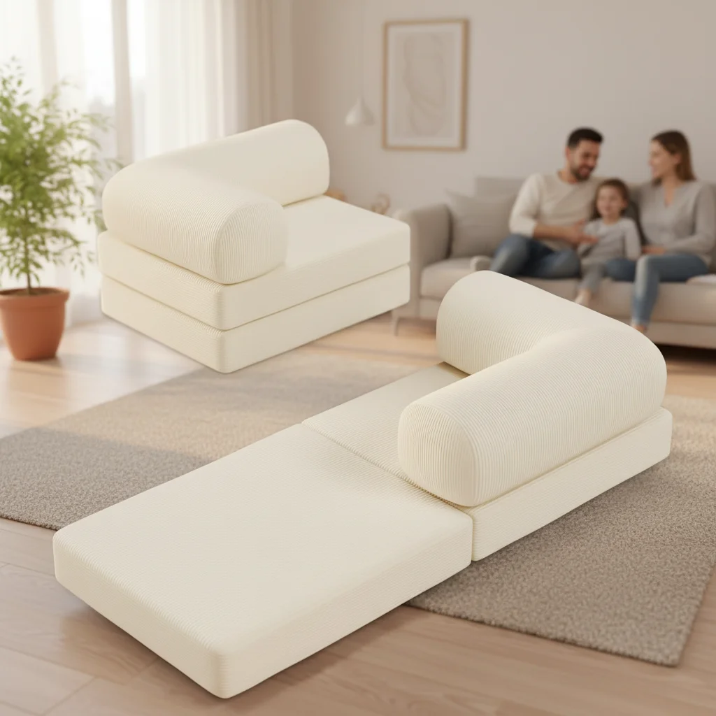 Adult couch, folding sofa bed, convertible removable cover, space saving, single small floor sofa, suitable for bedroom life