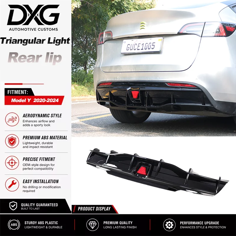 Rear Lip for 2020-2024 Tesla Model Y with Triangular Taillights Aerodynamic Styling Add-On Car Accessory