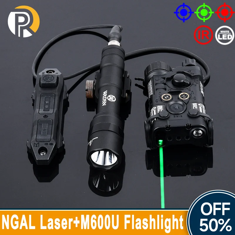 

WDASN Tactical NGAL Laser Pointer Red Dot Blue Green IR Laser AR15 M600U Rifle Softair Flashlight Hunting weapon Scout Light