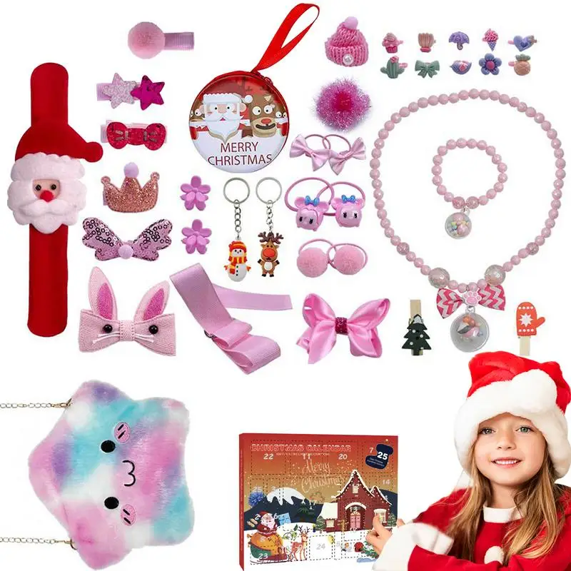 Christmas Countdown Calendar For Women Advent Calendars With Girl Accessories Christmas Jewelry Gifts For Girls Hairclips