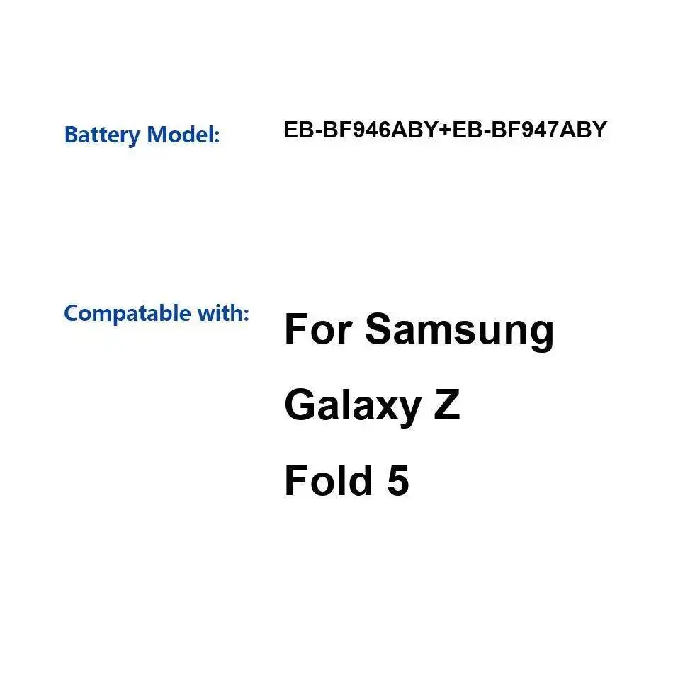 

Быстрая зарядка 2020 мАч 2380 мАч EB-BF946ABY + EB-BF947ABY для Samsung Galaxy Z Fold 5 аккумулятор мобильного телефона