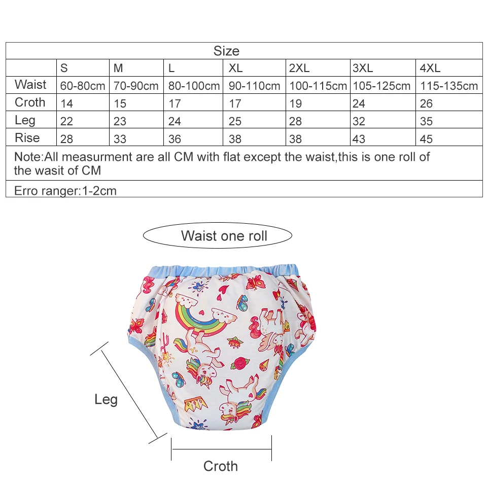 Celana Traning bayi dewasa tahan air unicorn pelangi biru popok dapat dipakai ulang DDLG celana dalam Popi popok Aloth dewasa